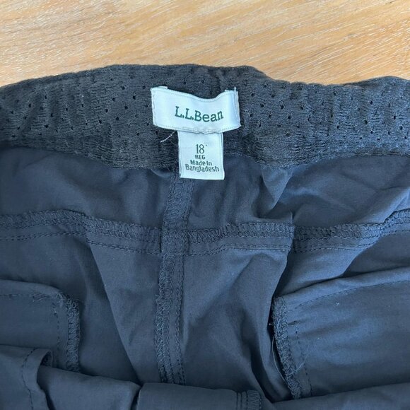 LL Bean Pants Womens 18 Black Nylon Spandex Stretch Outdoor Hiking Zip Pockets - Picture 7 of 12